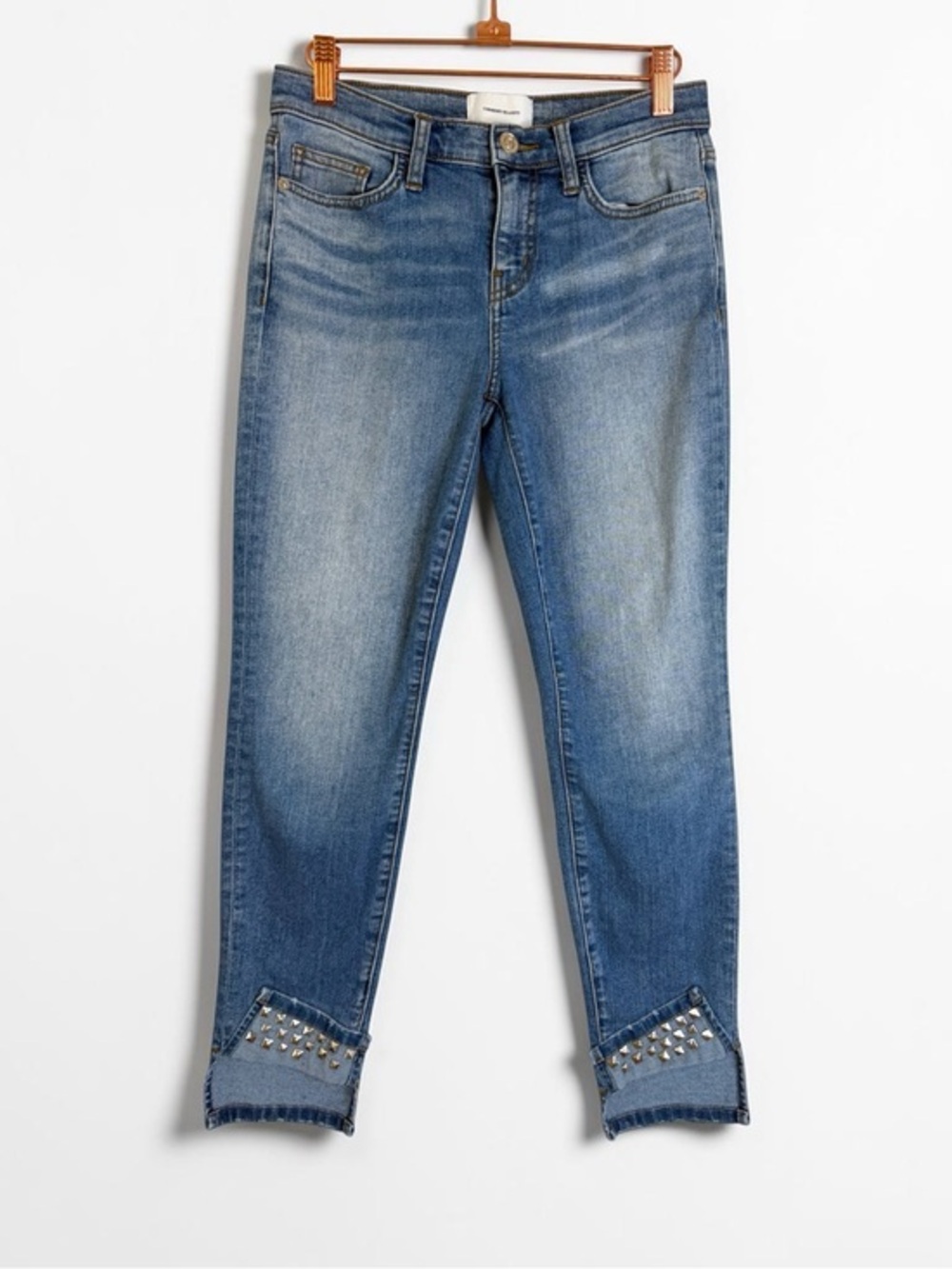 Current/Elliott Turnt Ankle Skinny Stiletto Studded Jeans Keeling Size 26
